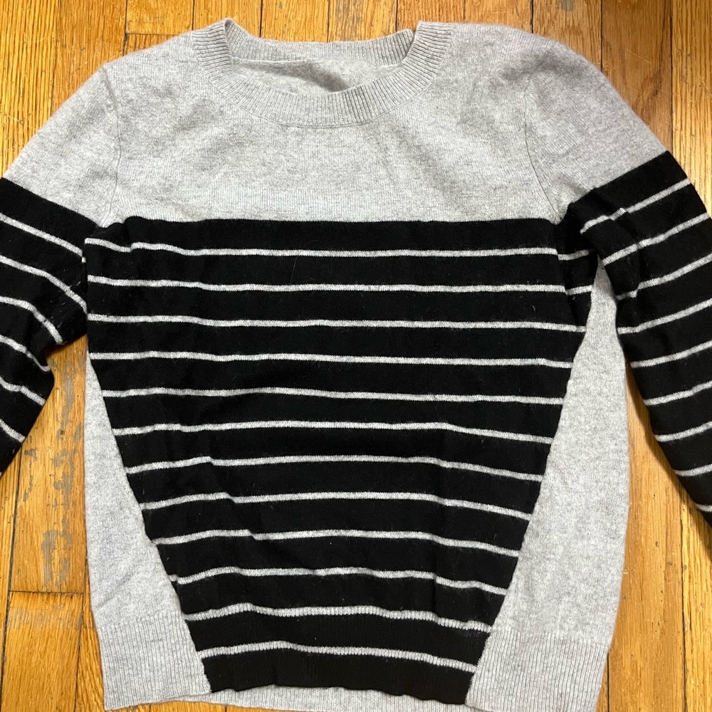 Striped Sweater - Grey Black & White